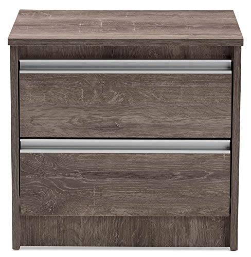 Baxton Studio Gallia Modern and Contemporary Oak Brown Finished 2-Drawer Nightstand